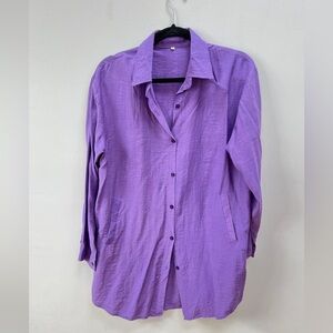 Purple Button Up with Pockets